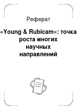 Реферат: «Young & Rubicam»: точка роста многих научных направлений