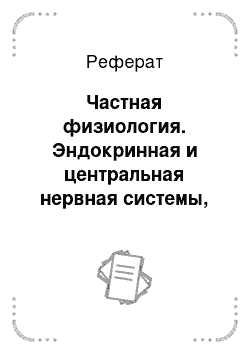 Реферат: Частная физиология. Эндокринная и центральная нервная системы, высшая нервная деятельность, анализаторы, этология