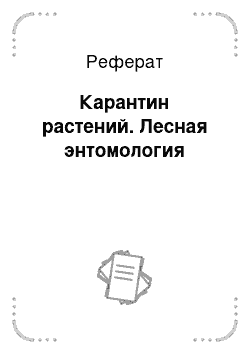 Реферат: Карантин растений. Лесная энтомология