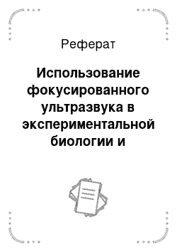 Реферат: Использование фокусированного ультразвука в экспериментальной биологии и медицине