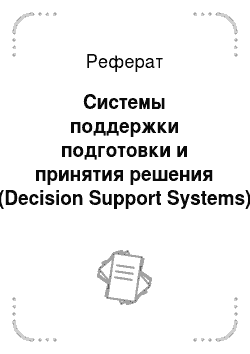 Реферат: Системы поддержки подготовки и принятия решения (Decision Support Systems)