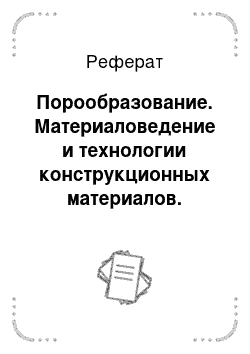 Реферат: Порообразование. Материаловедение и технологии конструкционных материалов. Технология сварки плавлением