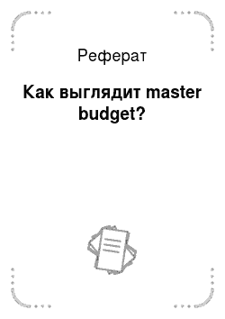 Реферат: Как выглядит master budget?