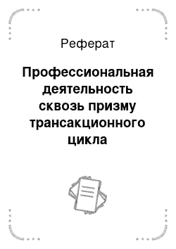 Реферат: Профессиональная деятельность сквозь призму трансакционного цикла