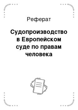 Реферат: Судопроизводство в Европейском суде по правам человека