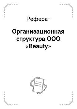 Реферат: Организационная структура ООО «Beauty»