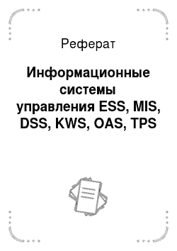 Реферат: Информационные системы управления ESS, MIS, DSS, KWS, OAS, TPS