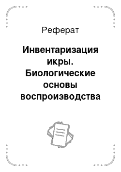 Реферат: Инвентаризация икры. Биологические основы воспроизводства омуля