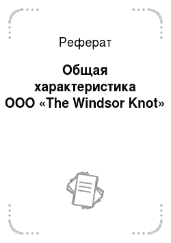 Реферат: Общая характеристика ООО «The Windsor Knot»