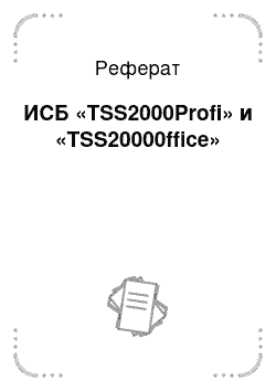 Реферат: ИСБ «TSS2000Profi» и «TSS20000ffice»