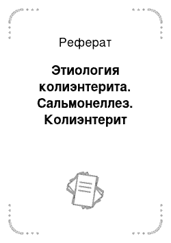 Реферат: Этиология колиэнтерита. Сальмонеллез. Колиэнтерит