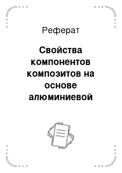 Реферат: Свойства компонентов композитов на основе алюминиевой матрицы