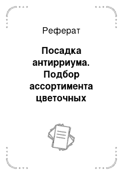 Реферат: Посадка антирриума. Подбор ассортимента цветочных культур и проектировка двусторонней рабатки