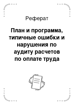 Реферат: План и программа, типичные ошибки и нарушения по аудиту расчетов по оплате труда