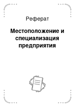 Реферат: Местоположение и специализация предприятия