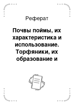 Реферат: Почвы поймы, их характеристика и использование. Торфяники, их образование и использование