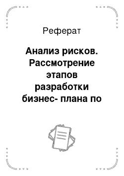 Реферат: Анализ рисков. Рассмотрение этапов разработки бизнес-плана по производству хлебобулочных изделий на базе мини-пекарни