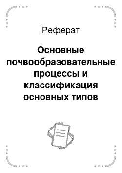 Реферат: Основные почвообразовательные процессы и классификация основных типов почв