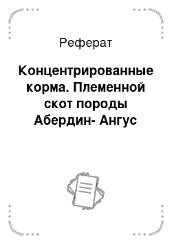 Реферат: Концентрированные корма. Племенной скот породы Абердин-Ангус