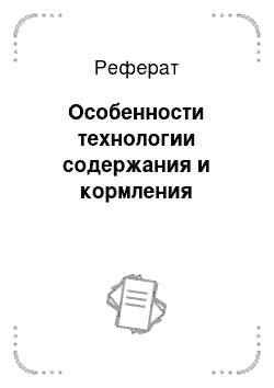 Реферат: Особенности технологии содержания и кормления