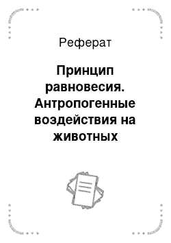 Реферат: Принцип равновесия. Антропогенные воздействия на животных