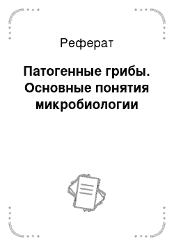 Реферат: Патогенные грибы. Основные понятия микробиологии