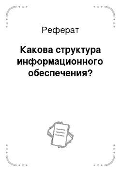 Реферат: Какова структура информационного обеспечения?