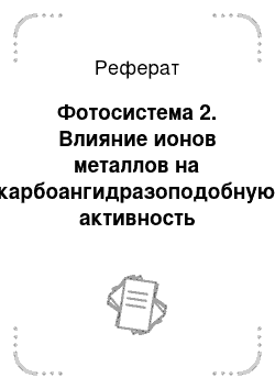 Реферат: Фотосистема 2. Влияние ионов металлов на карбоангидразоподобную активность внешних водорастворимых белков PsbP и PsbQ фотосистемы 2