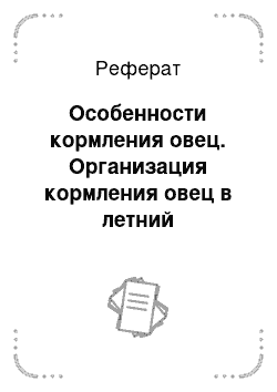 Реферат: Особенности кормления овец. Организация кормления овец в летний пастбищный период