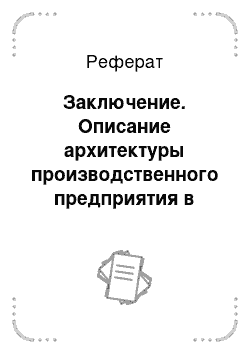 Реферат: Заключение. Описание архитектуры производственного предприятия в системе ПитерСофт: Управление процессами