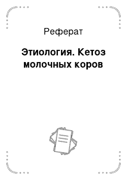 Реферат: Этиология. Кетоз молочных коров