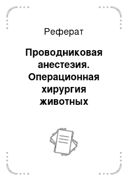 Реферат: Проводниковая анестезия. Операционная хирургия животных