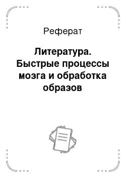 Реферат: Литература. Быстрые процессы мозга и обработка образов