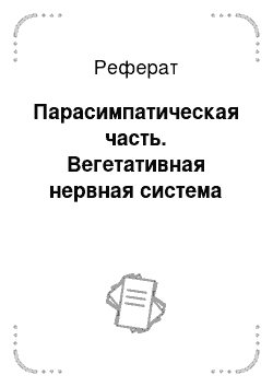 Реферат: Парасимпатическая часть. Вегетативная нервная система