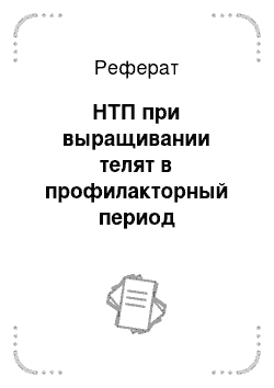 Реферат: НТП при выращивании телят в профилакторный период