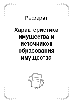 Реферат: Характеристика имущества и источников образования имущества