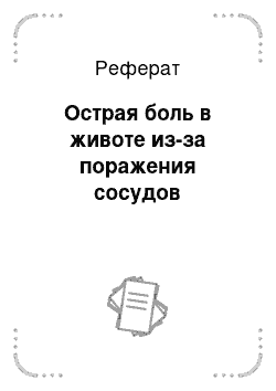 Реферат: Острая боль в животе из-за поражения сосудов