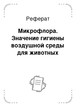 Реферат: Микрофлора. Значение гигиены воздушной среды для животных