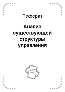 Реферат: Анализ существующей структуры управления