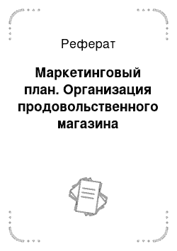 Реферат: Маркетинговый план. Организация продовольственного магазина