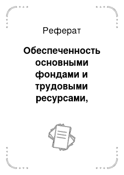 Реферат: Обеспеченность основными фондами и трудовыми ресурсами, эффективность их использования