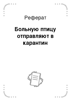 Реферат: Больную птицу отправляют в карантин