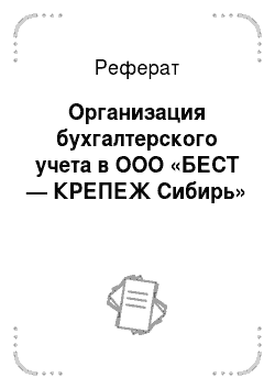 Реферат: Организация бухгалтерского учета в ООО «БЕСТ — КРЕПЕЖ Сибирь»
