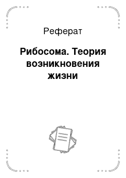 Реферат: Рибосома. Теория возникновения жизни