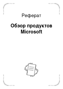 Реферат: Обзор продуктов Microsoft