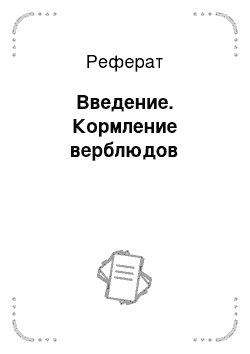 Реферат: Введение. Кормление верблюдов