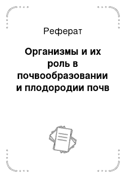 Реферат: Организмы и их роль в почвообразовании и плодородии почв