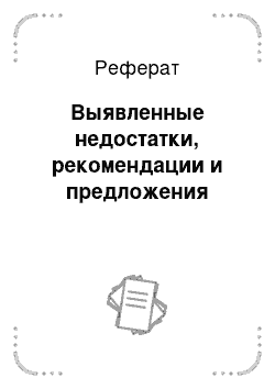 Реферат: Выявленные недостатки, рекомендации и предложения