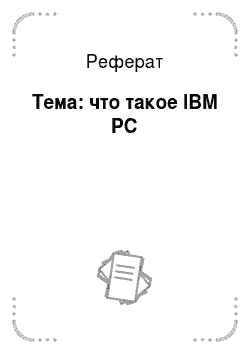 Реферат: Тема: что такое IBM PC