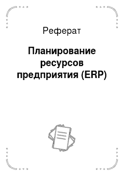 Реферат: Планирование ресурсов предприятия (ERP)